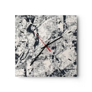 Ceas de perete - Ceas pe sticlă - Întrepătrunderea contrariilor - 30x30 cm