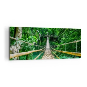 Tablou pe pânză - Pod de maimuțe peste verdeață - 120x50 cm
