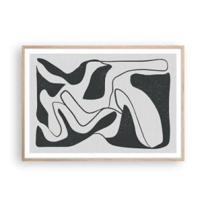 Poster în ramă de stejar deschis - Distracție abstractă în labirint - 100x70 cm
