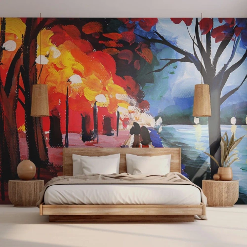 Tapet Premium Sand - Toamnă înflăcărată în parc - Abstracția, Peisaj, Aleea Parcului - 250x175 cm