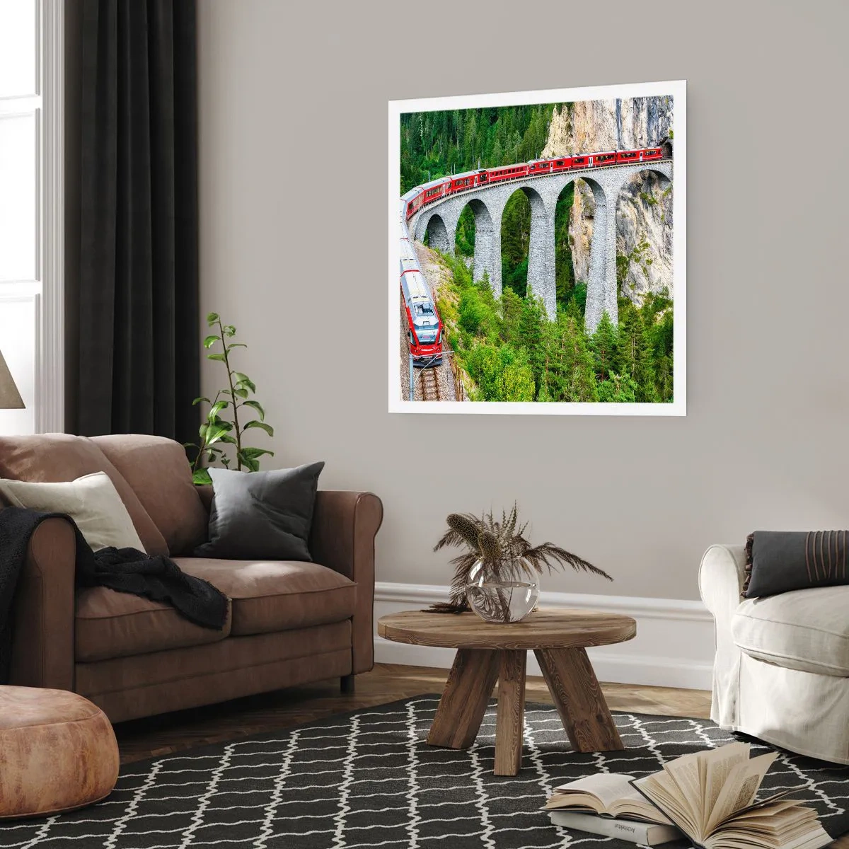 Poster - Cu trenul prin munți - 40x40 cm