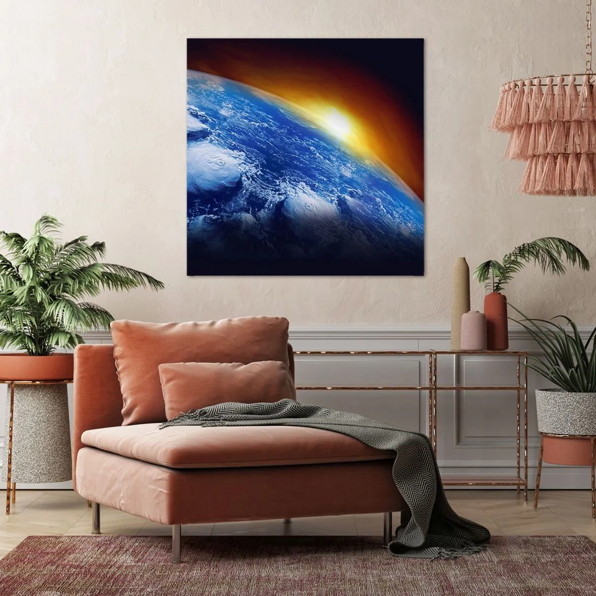 Tablou pe pânză - Răsărit de soare deasupra planetei albastre - 30x30 cm