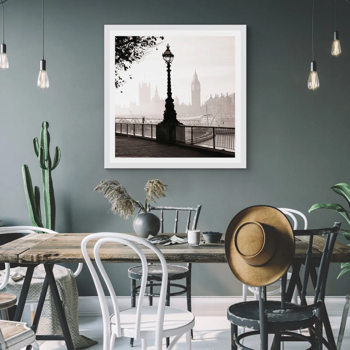 Poster în ramă albă - Londra de dimineața - 40x40 cm