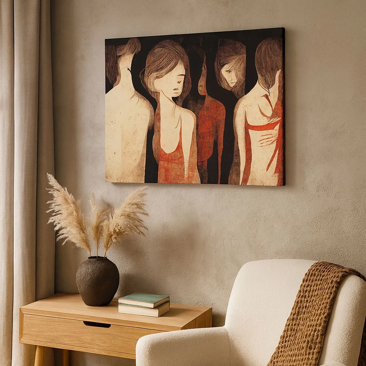 Tablou pe pânză Canvas - Figuri artistice într-o compoziție abstractă - 70x50cm - Madonele întunericului - Decorațiune modernă pentru perete pentru living și dormitor ARTTOR
