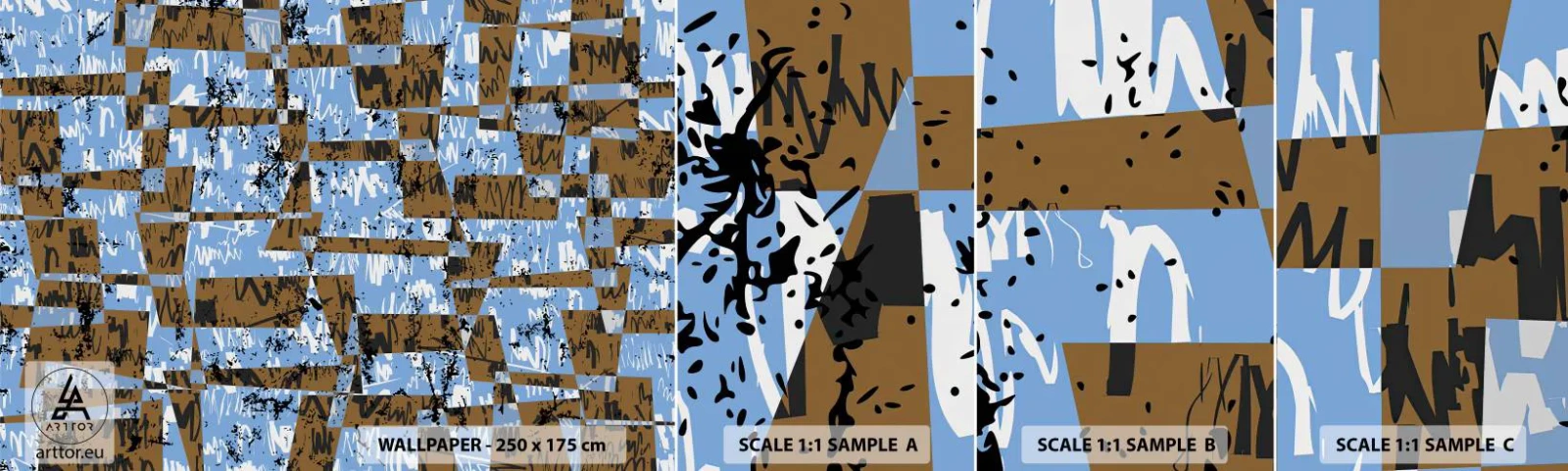 Mostră tapet autocolant Deluxe Sticker - Decupaj aparte - Abstracția, Bucată, Model modern - 100x30 cm