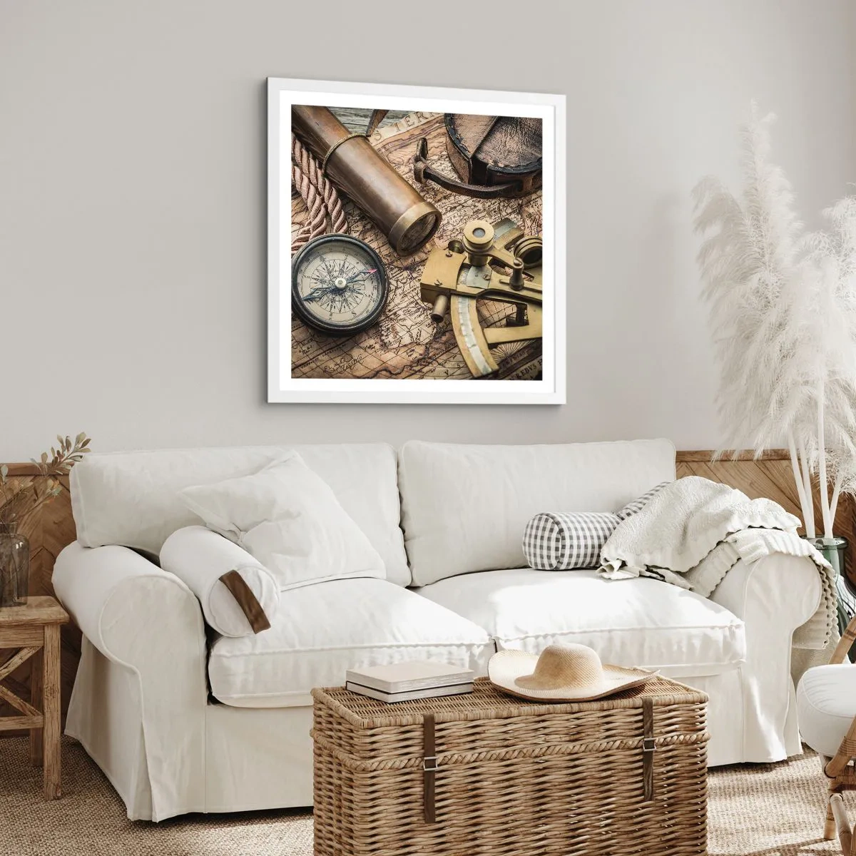 Poster în ramă albă - Stabilește cursul - 30x30 cm