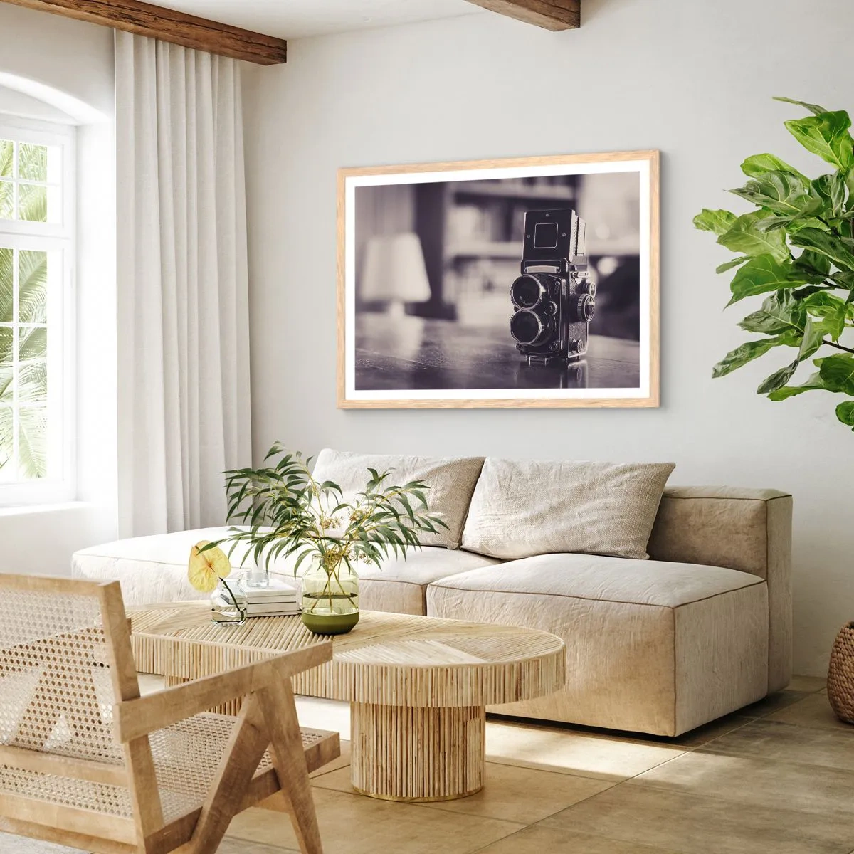 Poster în ramă de stejar deschis - Magia fotografiei vechi - 100x70 cm