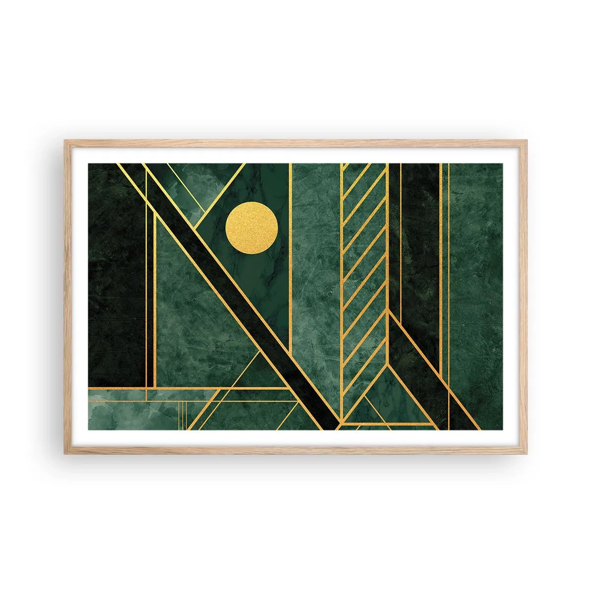 Poster în ramă de stejar deschis - Dinamica aurului și a azurului - 91x61 cm