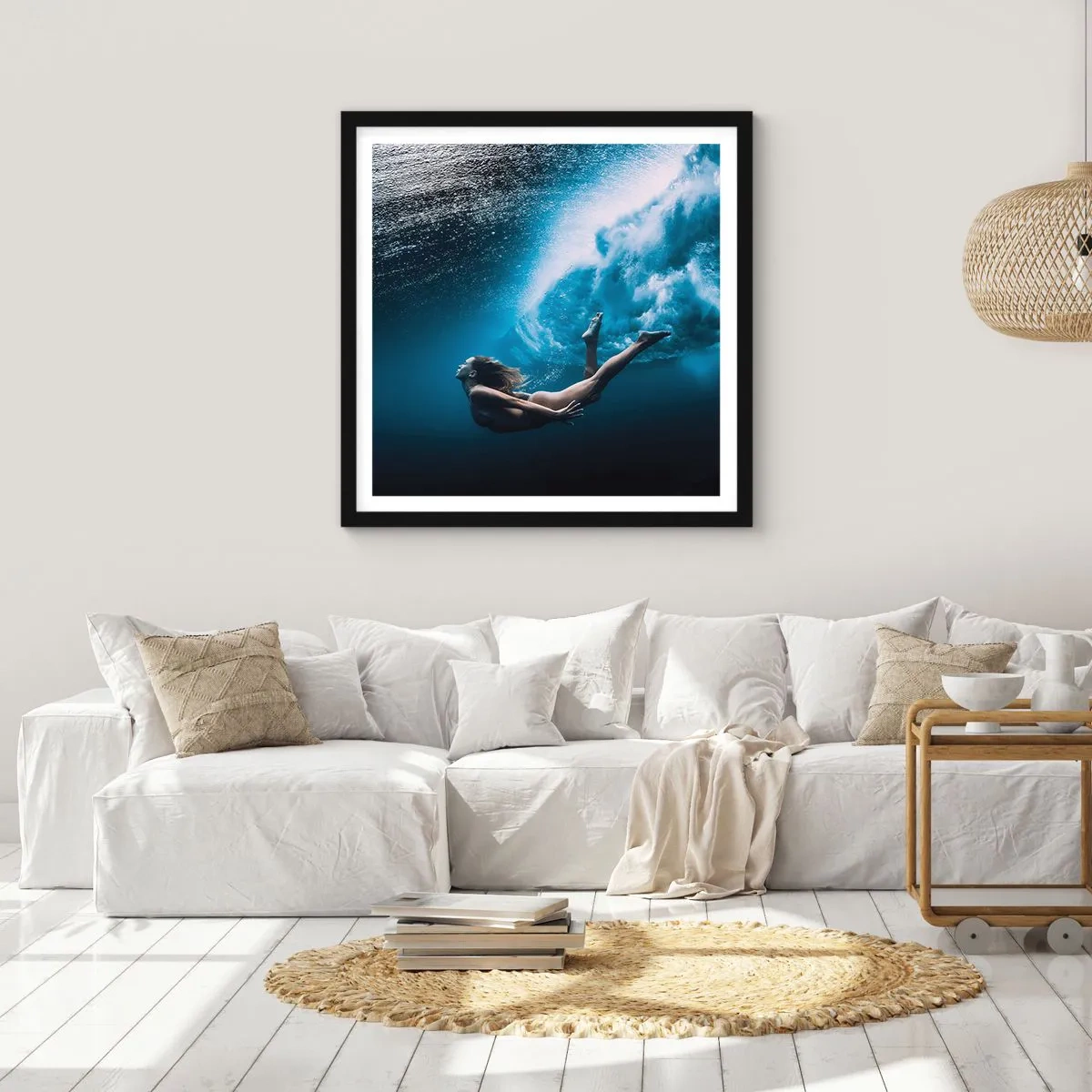 Poster în ramă neagră - Sirena modernă - 50x50 cm