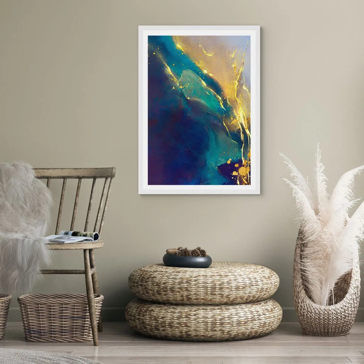 Poster în ramă albă - Baltă de aur - 70x100 cm