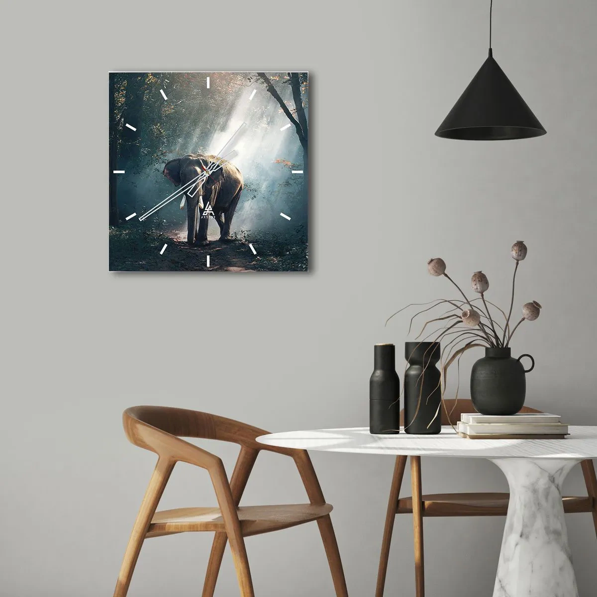 Ceas de perete - Ceas pe sticlă - O plimbare liniștită - 40x40 cm