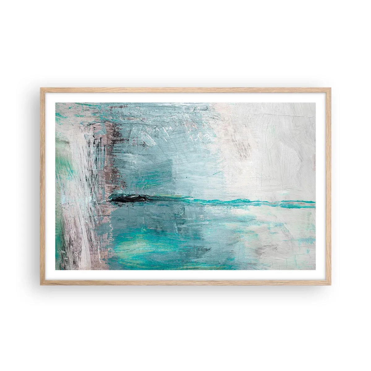 Poster în ramă de stejar deschis - Orizontal în albastru - 91x61 cm