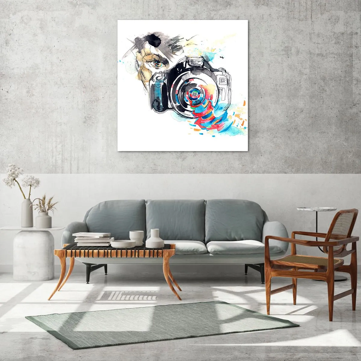 Tablou pe sticlă - În ochiul obiectivului - 60x60 cm