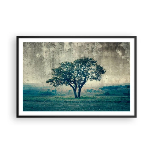 Poster în ramă neagră - Un măr pe o pajiște albastră? - 91x61 cm