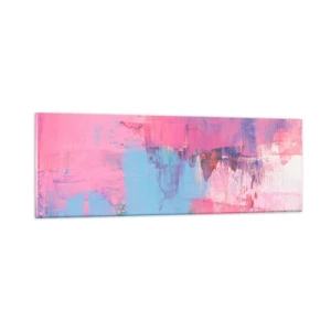 Tablou pe sticlă - Roz, albastru și un strop de lumină - 90x30 cm