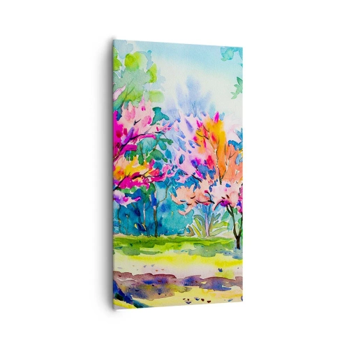 Tablou pe pânză - Grădina curcubeului în splendoarea primăverii - 65x120 cm