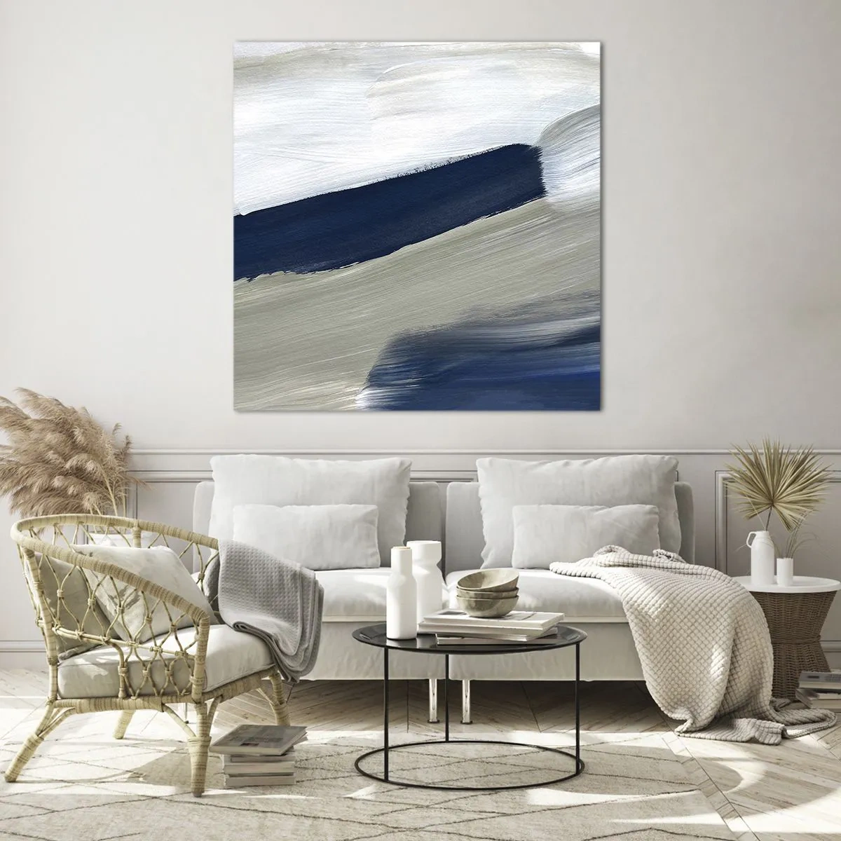 Tablou pe sticlă - Întâlnire cu albul - 50x50 cm