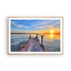 Poster în ramă de stejar deschis - Mergând înainte spre soare - 91x61 cm