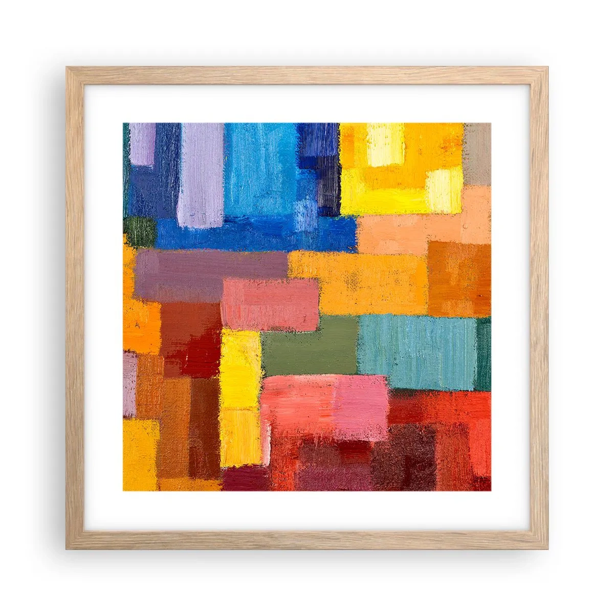 Poster în ramă de stejar deschis - Fiecare diferită, toate colorate - 40x40 cm