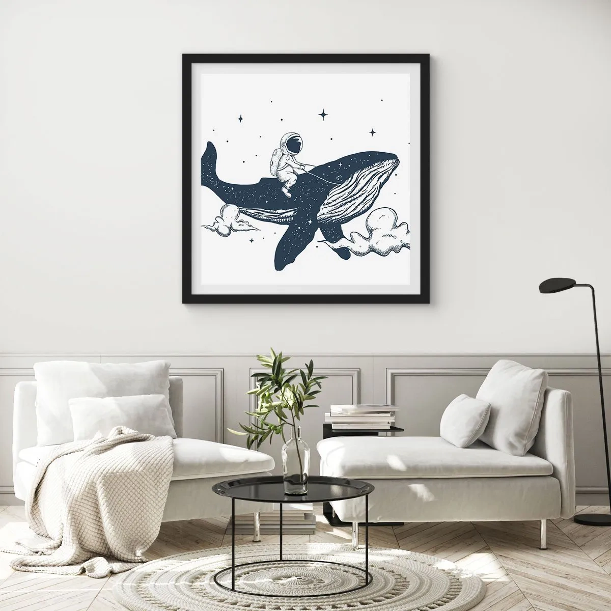 Poster în ramă neagră - Aventura spațială - 50x50 cm