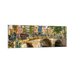 Tablou pe sticlă - Primăvara lângă canal - 90x30 cm