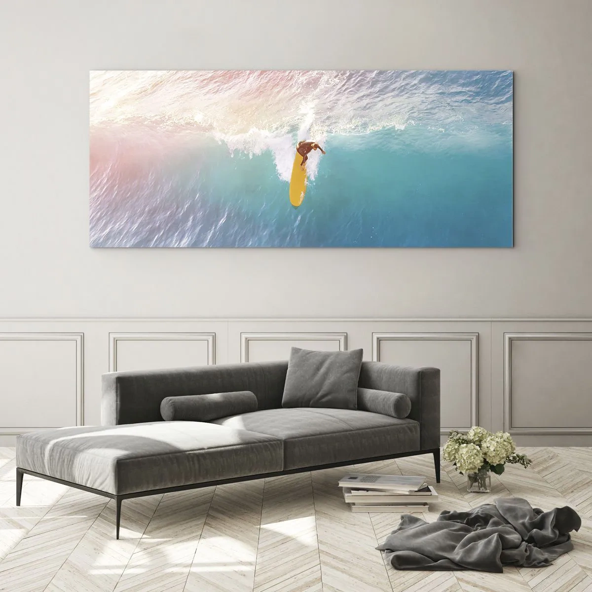Tablou pe sticlă - Călărețul oceanului - 100x40 cm