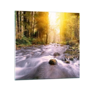 Tablou pe sticlă - Malachit în rame de argint și aur - 50x50 cm