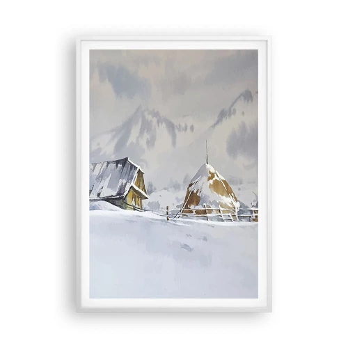 Poster în ramă albă - Într-o vale înzăpezită - 70x100 cm