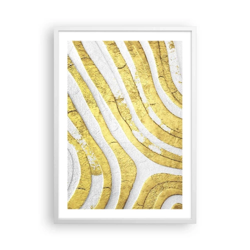 Poster în ramă albă - Compoziția în alb și auriu - 50x70 cm