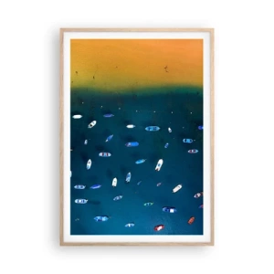 Poster în ramă de stejar deschis - Joc de vacanță - 70x100 cm
