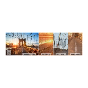 Mostră tapet Premium Canvas - Pe podul de aur - New York, Podul Brooklyn, Arhitectură - 100x30 cm