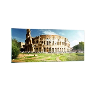 Tablou pe sticlă - Încă mai poți auzi zgomotul armelor - 100x40 cm