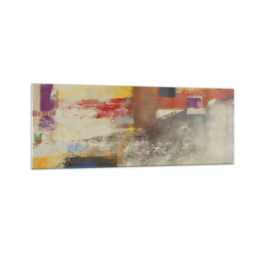 Tablou pe sticlă - Geometria culorilor - 140x50 cm