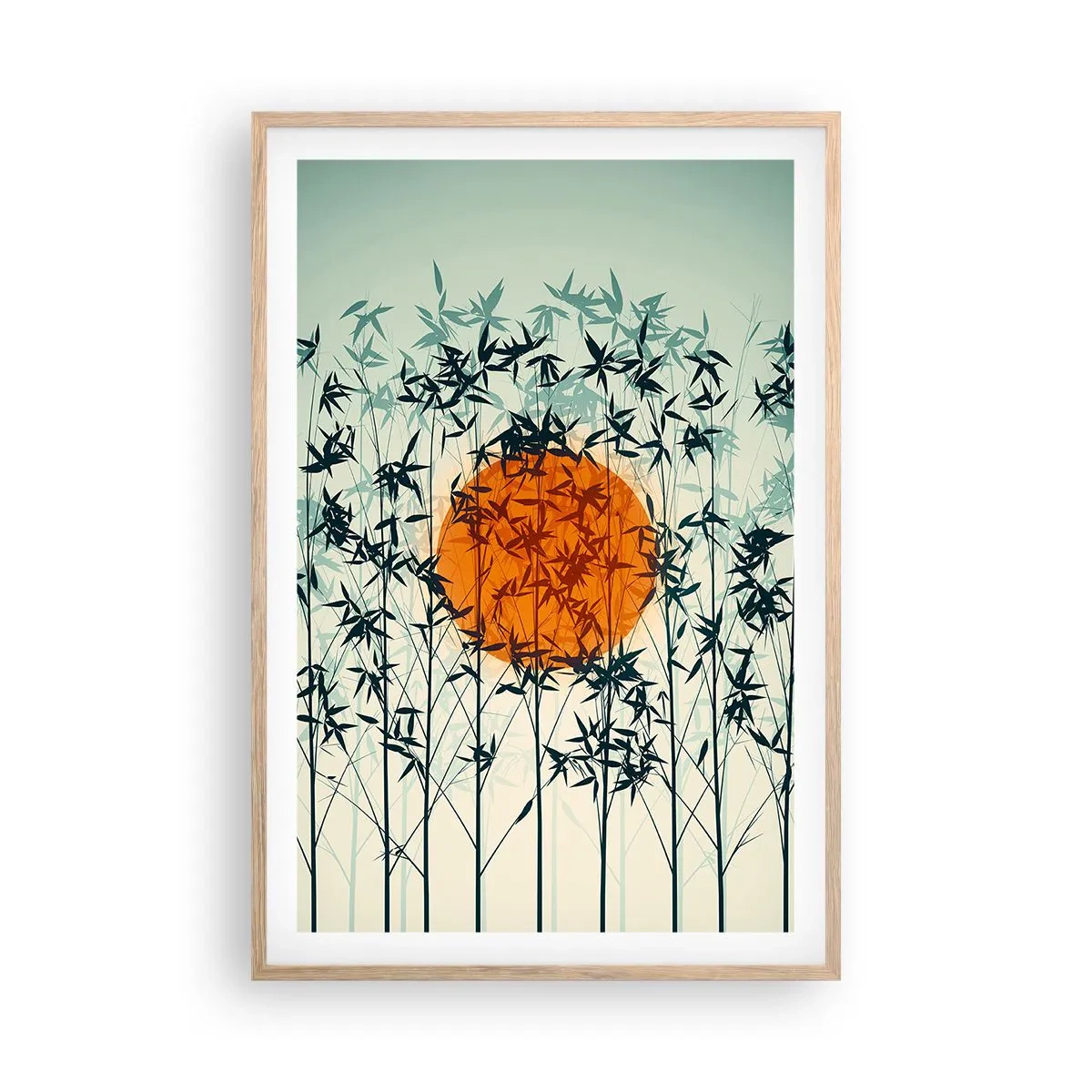 Poster în ramă de stejar deschis - Soarele japonez - 61x91 cm
