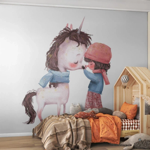 Tapet Standard Eco - O poveste de iarnă - Pentru copii, Inorog, Fată - 250x175 cm
