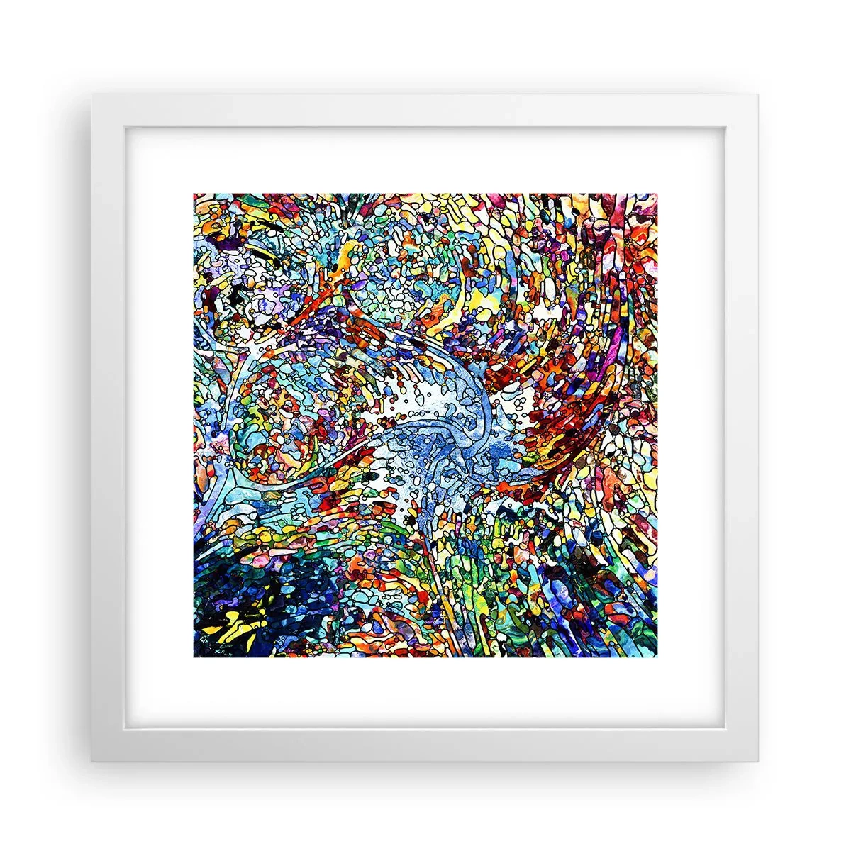 Poster în ramă albă - Vitraliu de picături - 30x30 cm