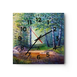 Ceas de perete - Ceas pe sticlă - Cadru idilic - 40x40 cm