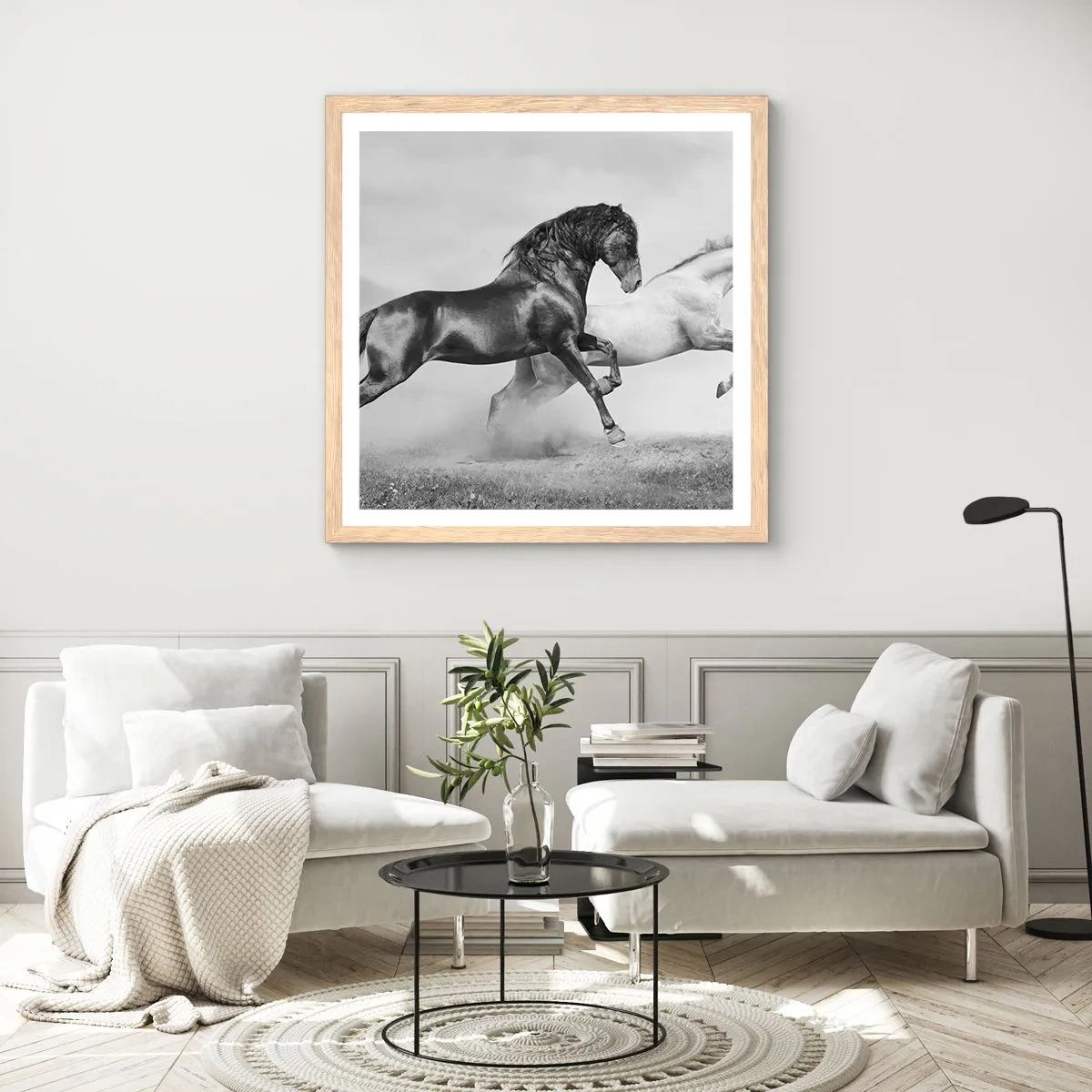 Poster în ramă de stejar deschis - Îngeri și demoni - 60x60 cm