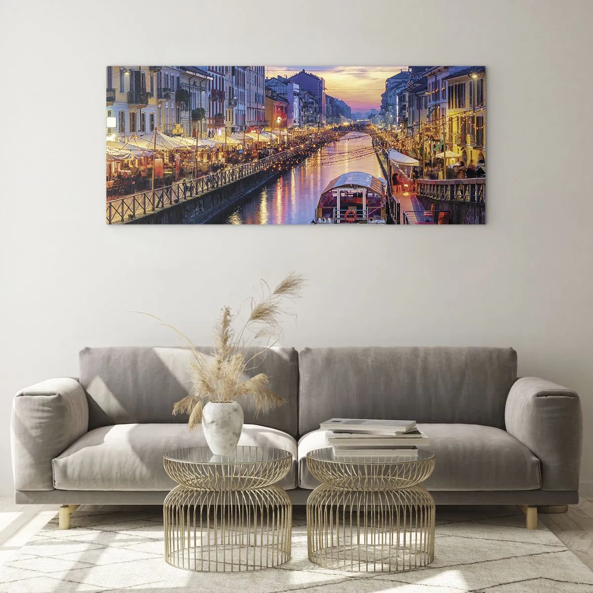 Tablou pe sticlă - O seară de lumină și distracție - 100x40 cm