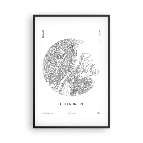 Poster în ramă neagră - Anatomia Copenhagăi - 61x91 cm