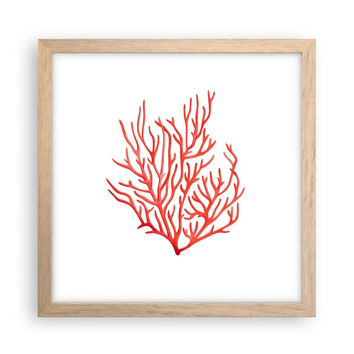 Poster în ramă de stejar deschis - Coral filigranat - 30x30 cm