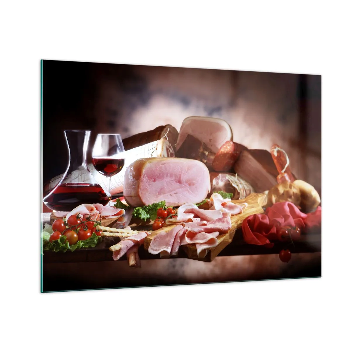 Tablou pe sticlă - Un vis culinar cu o carafă - 100x70 cm