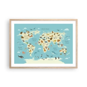 Poster în ramă de stejar deschis - Vecini buni - 70x50 cm