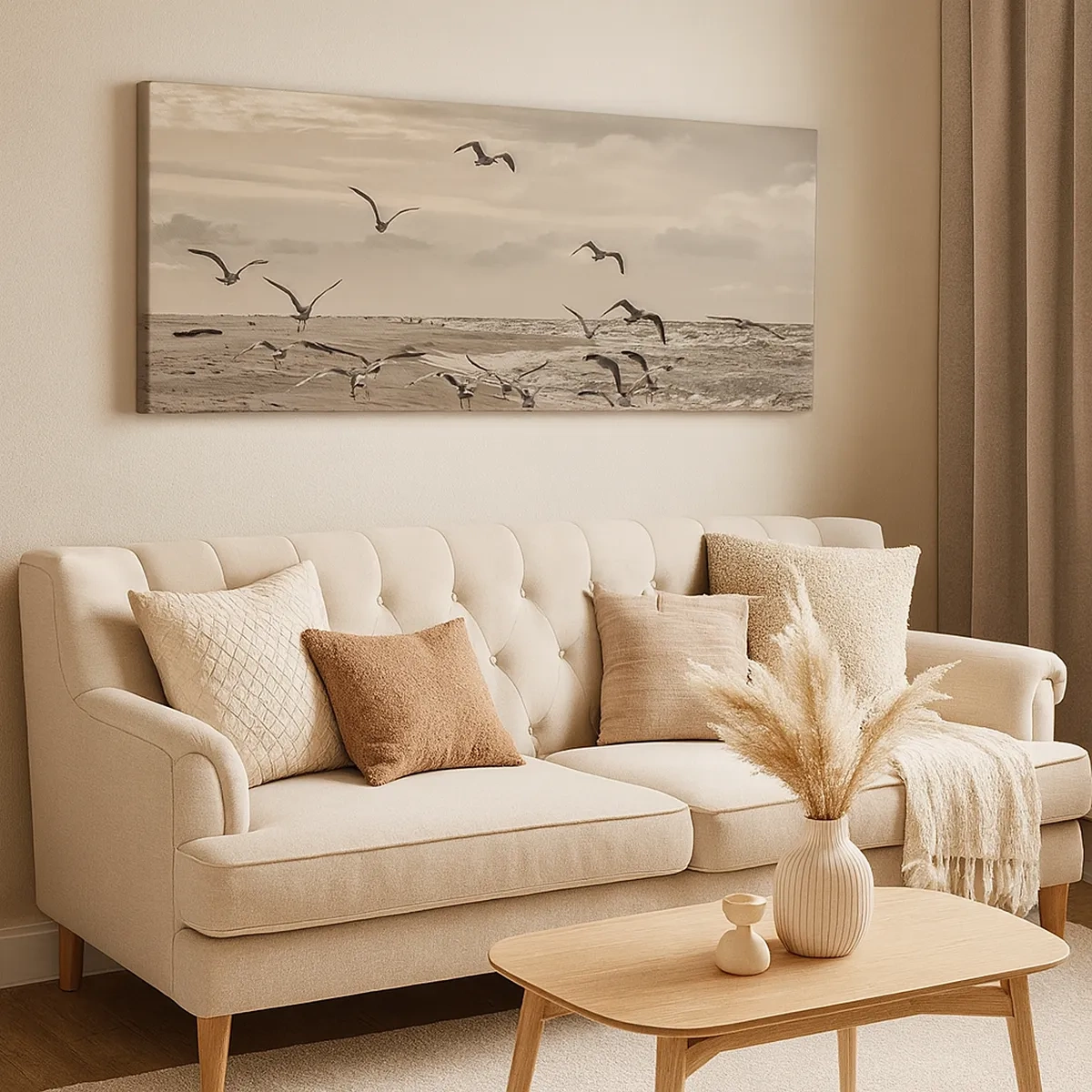 Tablou pe pânză - Marea zumzăie, păsările cântă - 30x30 cm