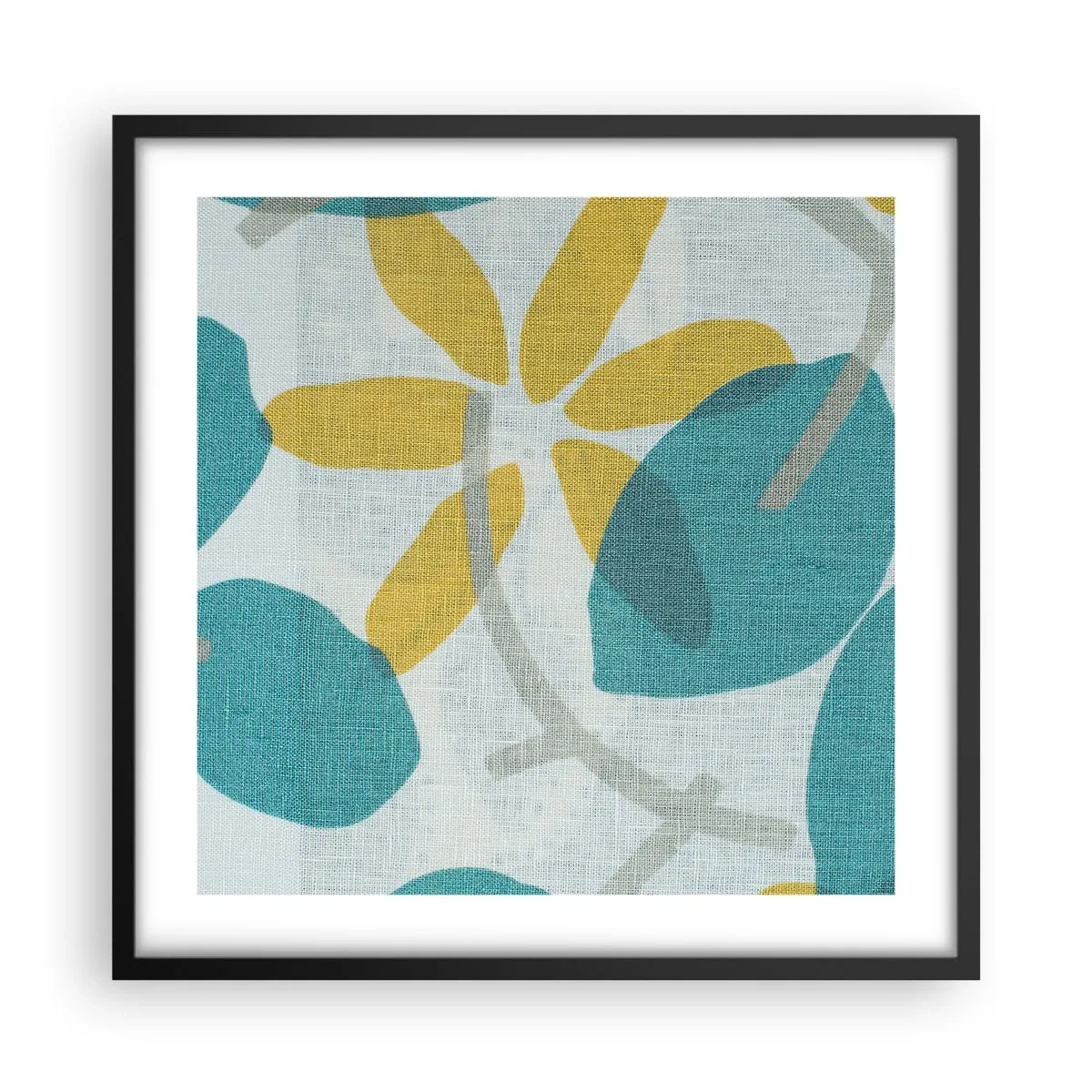 Poster în ramă neagră - Printre frunzele de azur - 50x50 cm