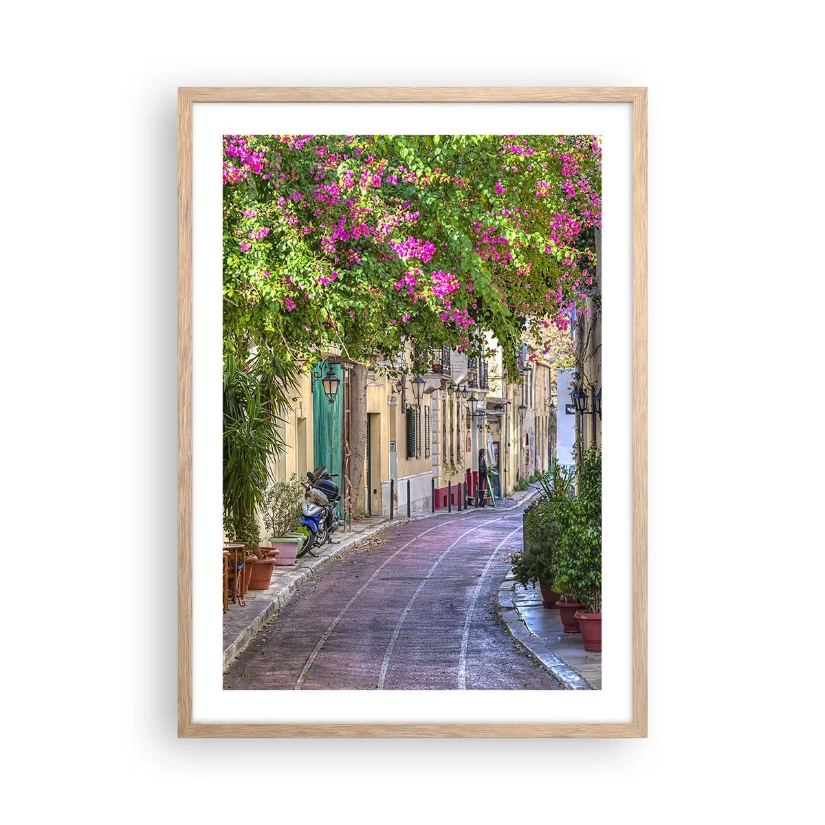 Poster în ramă de stejar deschis - Alee înfloritoare - 50x70 cm