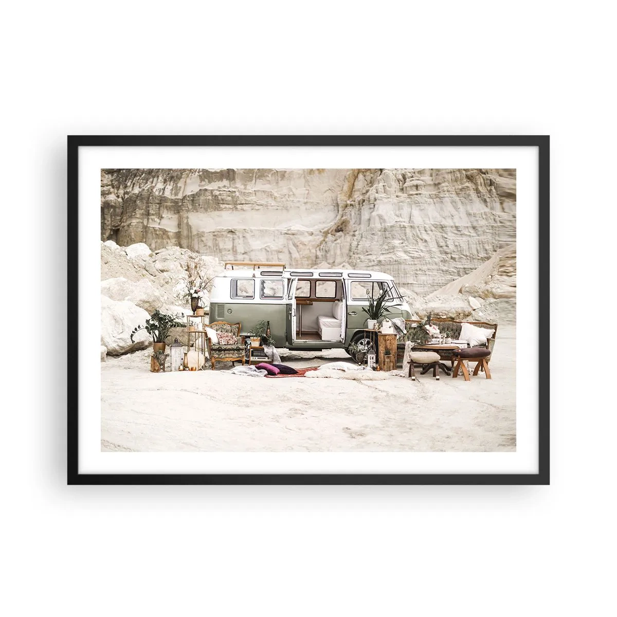 Poster în ramă neagră - Să înceapă călătoria - 70x50 cm