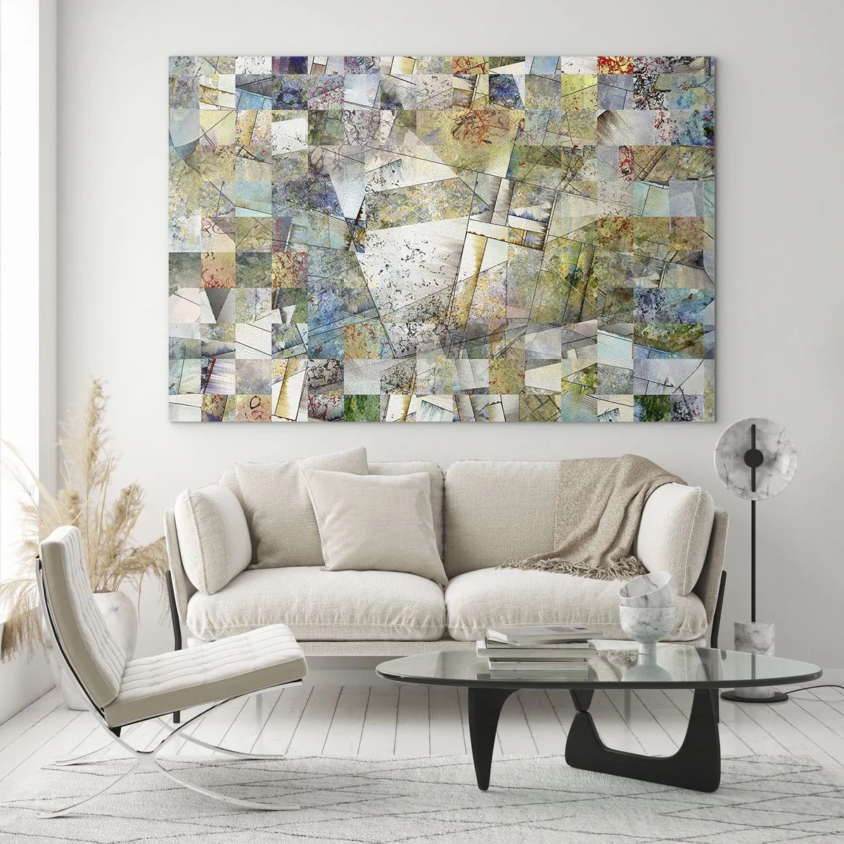 Tablou pe sticlă - Remaniere geometrică - 120x80 cm