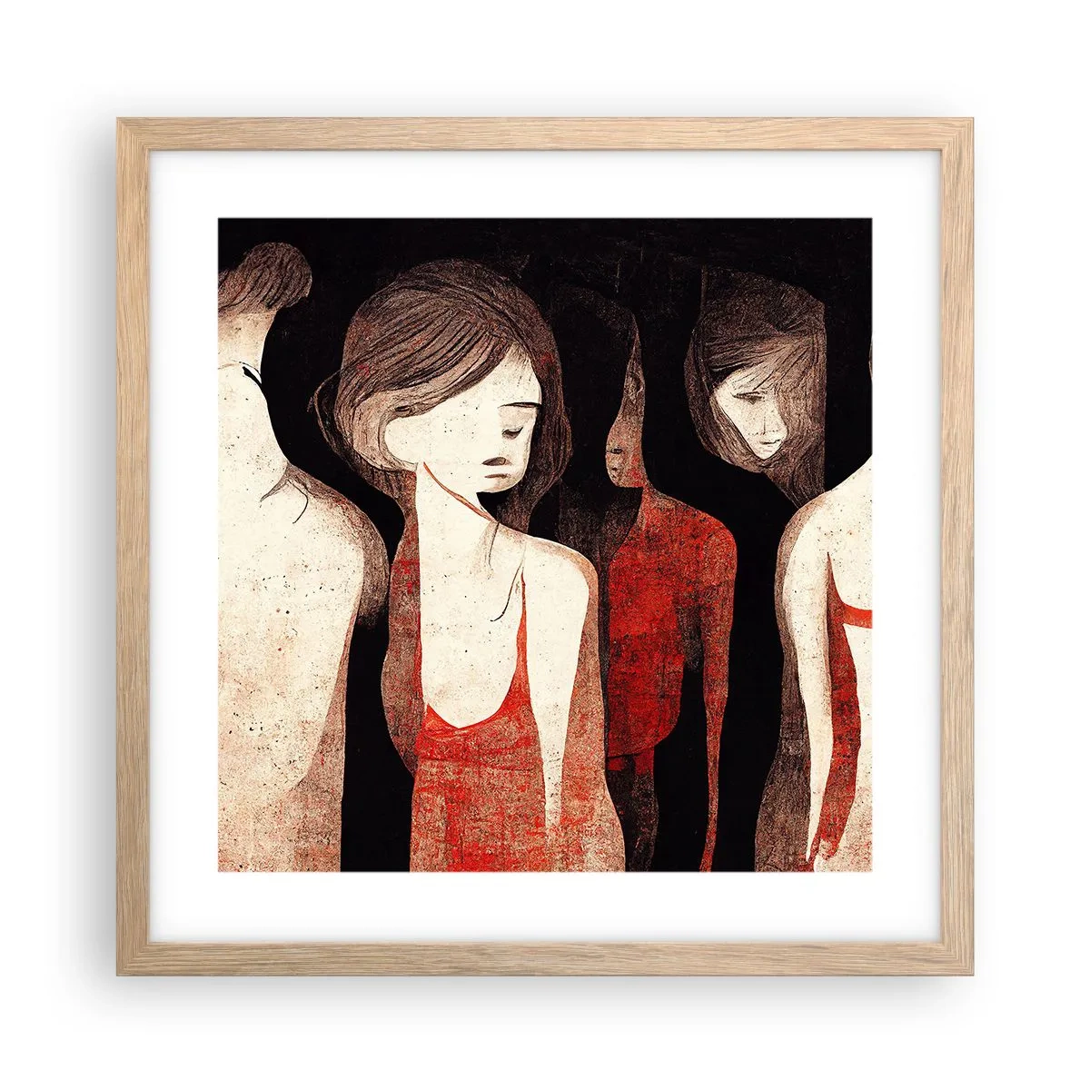 Poster în ramă de stejar deschis - Madonele întunericului - 40x40 cm