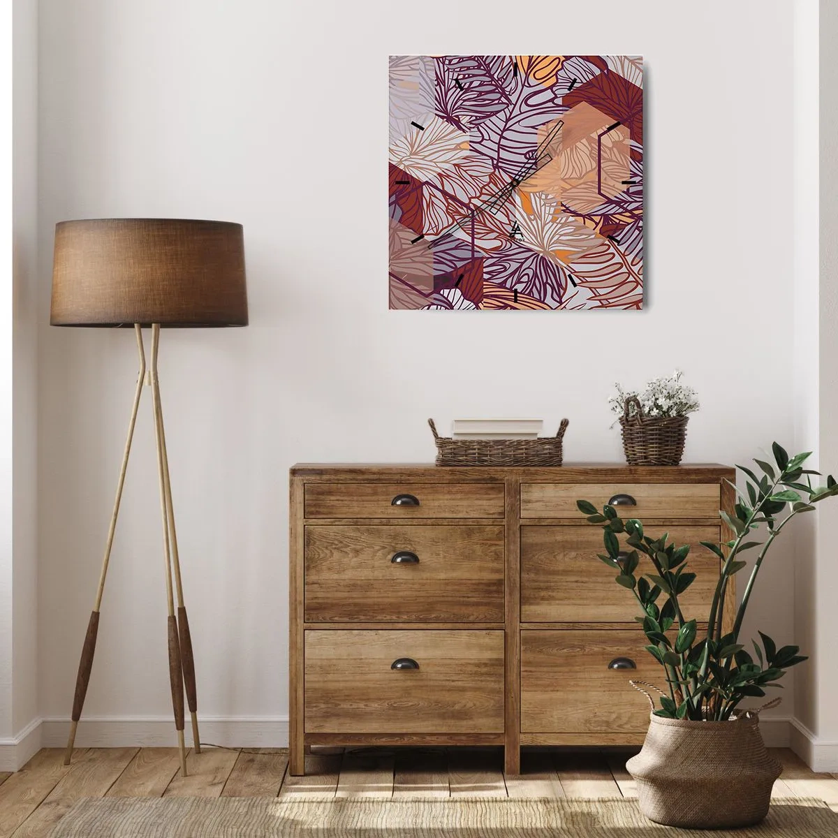 Ceas de perete - Ceas pe sticlă - Relația imposibilă dintre geometrie și natură - 30x30 cm
